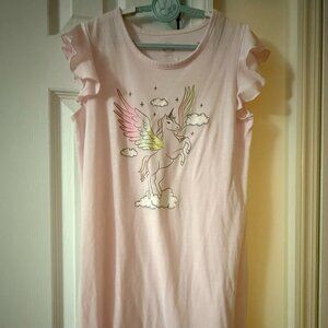 Big Girls Wonder Nation Short Sleeve Unicorn Nightgown (Large 10-12) - Pre-loved